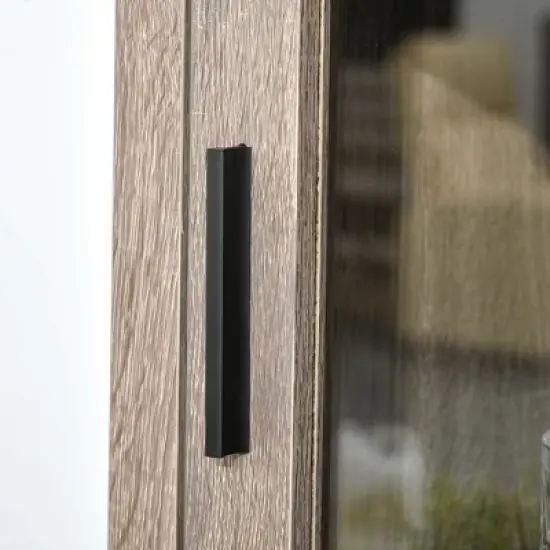 HOMCOM Tall Wine Cabinet, Bar Display Cupboard with 12-Bottle Wine Rack, Glass Door and 3 Storage Compartment for Living Room, Home Bar, Dining Room image {4}