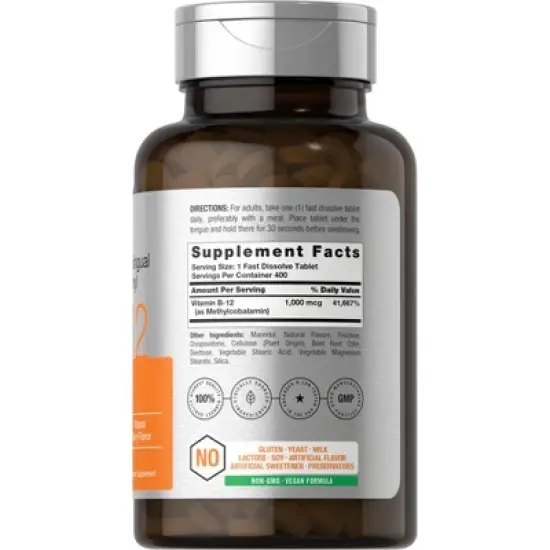 Horbaach Vitamin B12 Methylcobalamin 1000mcg | 400 Sublingual Tablets image {1}