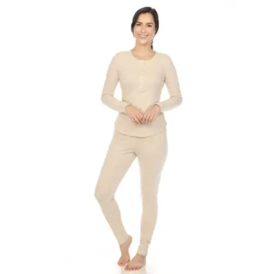 White Mark Women's Waffle Pajama Set image {4}