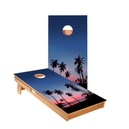 Skip's Garage | Palm Tree Sunset Cornhole Boards - ACA Star Series image {3}