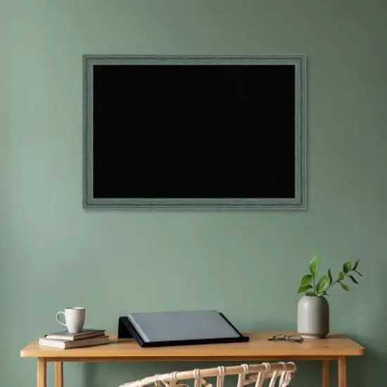 39"x27" Upcycled Wood Frame Black Cork Board Teal/Gray - Amanti Art image {7}
