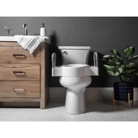 Dual Lock Raised Toilet Seat with Support Arms - Bemis image {4}