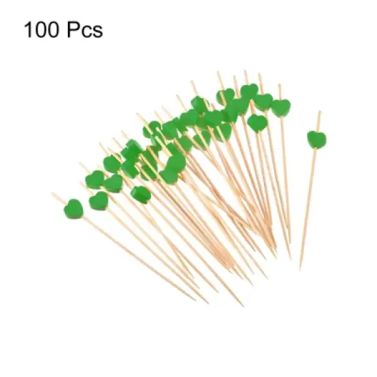 Unique Bargains Decorative Drinks Appetizer Bamboo Heart Cocktail Toothpicks 100 Pcs image {2}