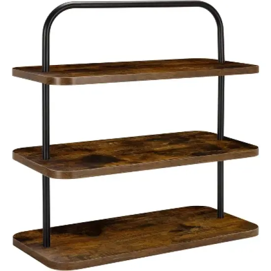 Rustic wooden cupcake stand with a three-tier design and portable structure, accommodating up to 50 cupcakes perfect for parties. image {7}