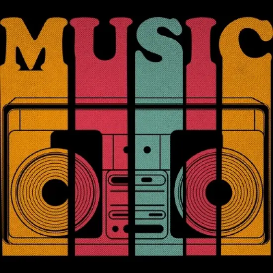 Junior's Design By Humans Retro Music Boombox By worldtraveler T-Shirt image {1}