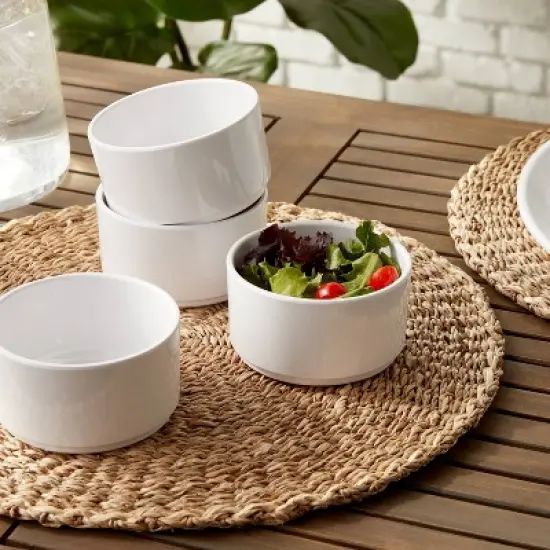 4pc 10oz Plastic Stella Mini Snack Bowl White - Threshold&trade;:  Dishwasher & Microwave-Safe, Solid Round Design image {1}