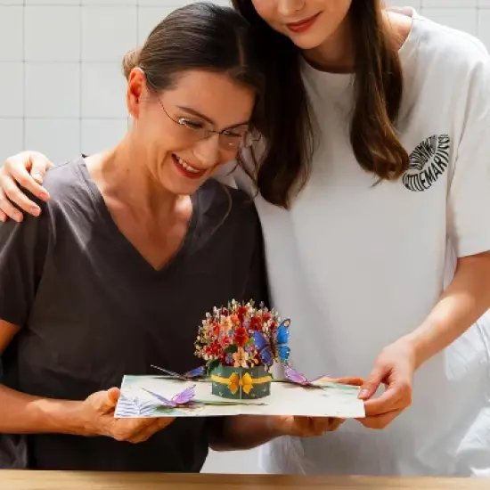 Frndly by Paper Love, Flower and Butterflies 3D Pop Up Card, For All Occasion - Handcrafted 100% Recycled and Eco-Friendly, 8" x 6" Cover image {2}