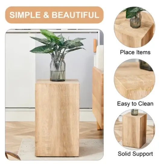 Syemin Patio End Tables, Faux Wood Design Coffee Table for Living Room, Patio, Bedroom, Brown, 12"*12"*19.6" image {2}