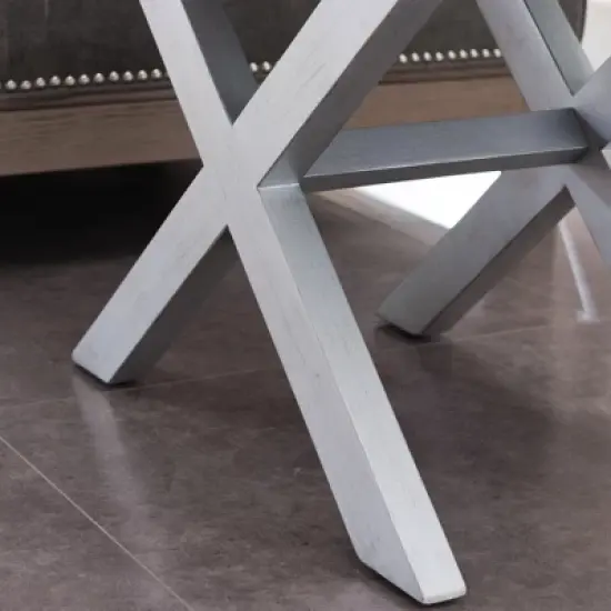 Mirrored Diamond Filigree X Base Nightstand/Table Silver Leaf - Leick Home image {10}