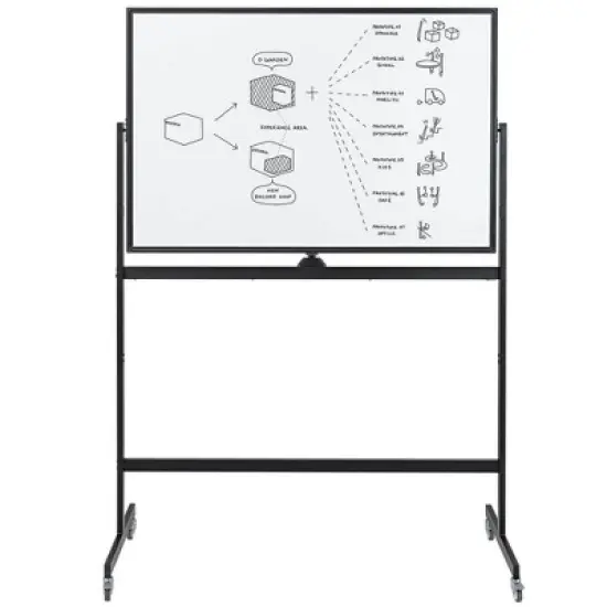 Costway 32 x 48'' Portable Rolling White Board Reversible Dry Erase Board withBlack Markers image {8}