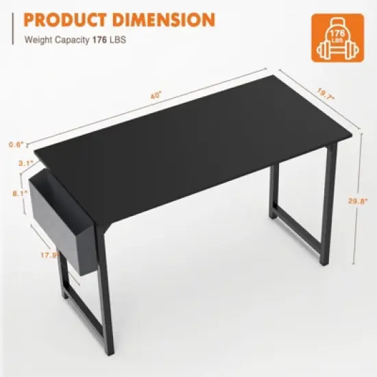 Mr Ironstone 40 inch Computer Desk for Home Office, Office Table for Small Spaces, Writing Desk with Headphone Hooks image {3}
