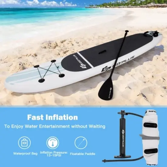 Costway 10' Inflatable Stand Up Paddle Board SUP W/Paddle Pump Waterproof Bag image {8}