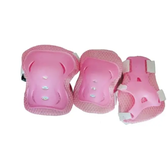 Unique Bargains Cycling Roller Skating Plastic Wrist Elbow Knee Support Brace 6 in 1 Set Protective Pads Pink White 4.9" x 3.9" image {5}
