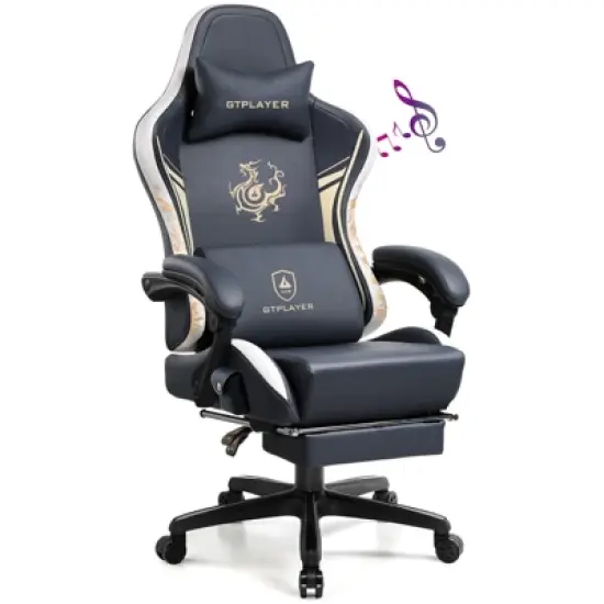 GTPLAYER Pro Gaming Chair with Bluetooth Speakers and Footrest, Dragon Series Video Game Chair image {10}