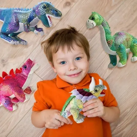 BUILD ME Stuffed Animal Set of 4 - 12" Soft Dinosaur Plush Toys for Boys and Girls image {1}