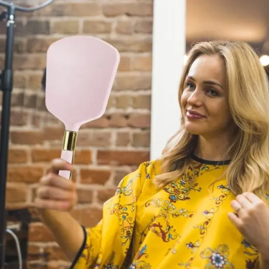 Unique Bargains Women's Hand Mirror with Handle Square 4.3" W x 9.5" L 1 Pc image {5}