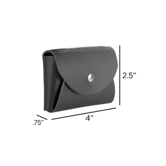 JAM Paper Italian Leather Business Card Holder Case with Round Flap Black 2233317456 image {4}