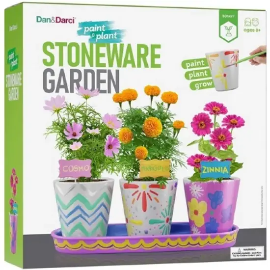 Dan&Darci Paint & Plant Stoneware Garden Kit &ndash; Paintable Flower Pots with Soil & Seeds, Craft Kit, Gifts for Kids image {9}