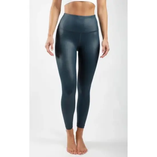 90 Degree By Reflex Interlink Faux Leather High Waist Cire Ankle Legging image {20}