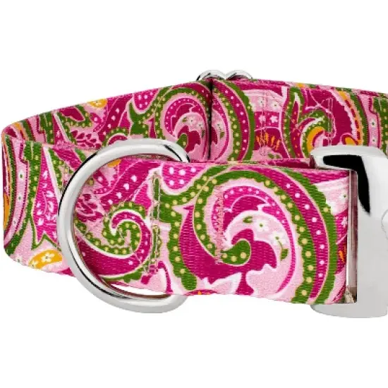 Country Brook Petz HossFit Jr Wide Premium Dog Collar - Paisley Collection (Pink Paisley, Medium) image {5}