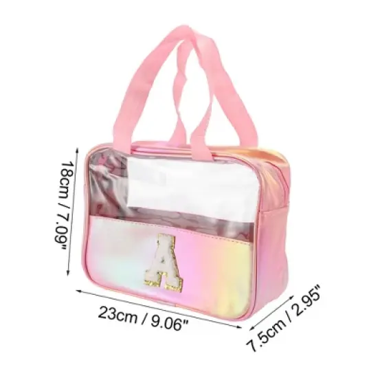 Unique Bargains Women's Clear Letter A Makeup Bag Pink 1 Pc image {2}