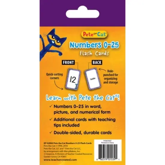 Teacher Created Resources Pete the Cat Numbers 0-25 Flash Cards image {2}