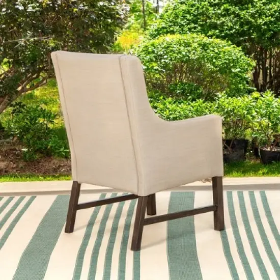 Captiva Designs 7pc Patio Dining Set Wood-look Rectangle Table & Cushioned Metal Chairs image {7}