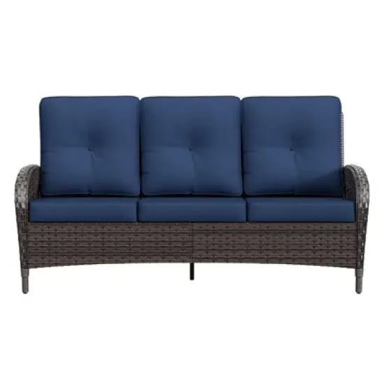 UPTIOT 3-seat Outdoor Rattan Sofa With Cushions image {8}