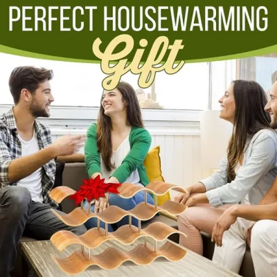 SereneLife 4-Tier Modular Wine Storage Rack, Bamboo, Holds 14 Bottles, image {6}