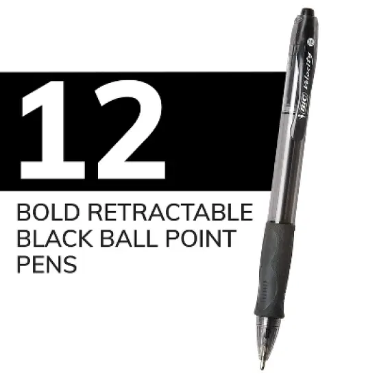 Bic Velocity Retractable Ballpoint Pen Black Ink 1.6mm Bold Dozen VLGB11BK image {3}