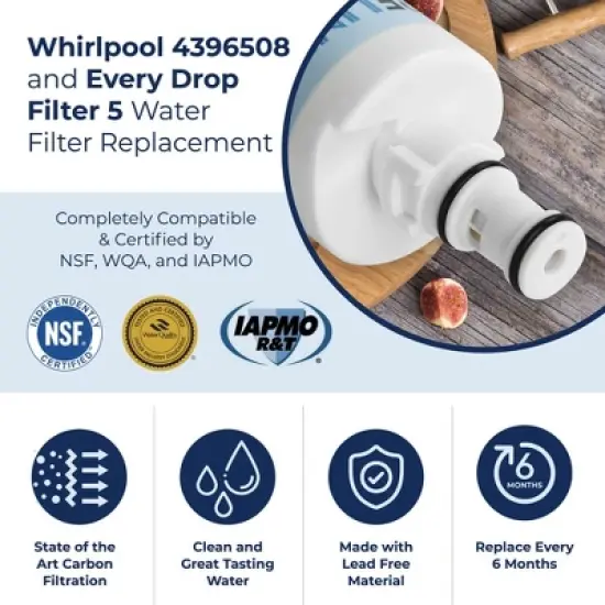 PureLine EDR5RXD1 and 4396508 Replacement for Whirlpool EveryDrop Filter 5, Kenmore 46-9010 Refrigerator Water Filter (2 Pack) image {6}