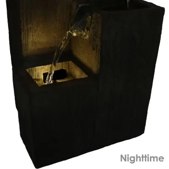 Sunnydaze Indoor Home Office Polyresin Faux Wooden Tiered Columns Tabletop Fountain with LED Lights - 13" image {6}