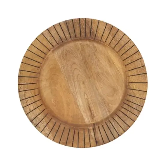 Saro Lifestyle Textured Slit Edges Wooden Charger Plate (Set of 4) image {6}