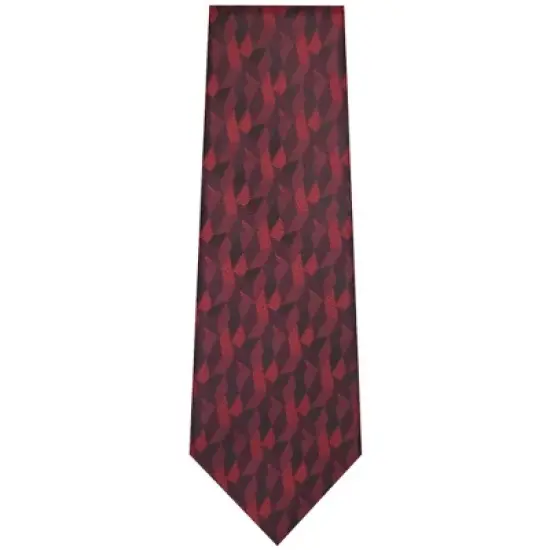 TheDapperTie Men's Burgundy Geometric Necktie with Hanky image {1}