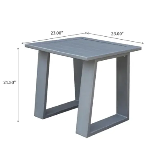 INFURNIC Patio End Tables Aluminum Square End Table with Weather-Resistant Construction for Outdoor Use, Pewter, 23"*23"*22" image {3}