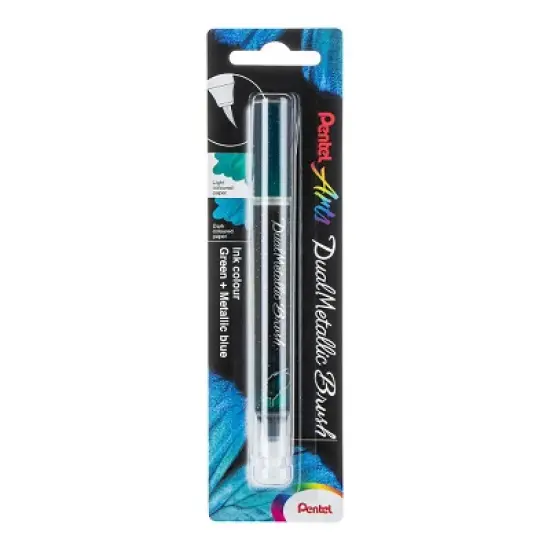 Pentel Arts DualMetallic Brush, Green/Metallic Blue Ink image {2}