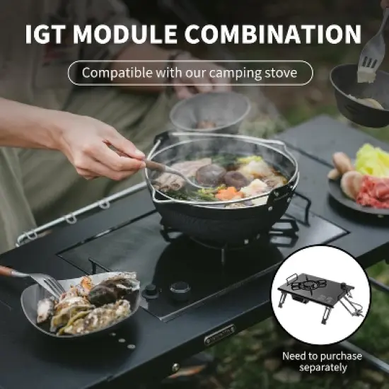 Naturehike Portable IGT Table with Charcoal Grill, Folding Camping Table and BBQ Grill with Desk Extension & Lantern Stand image {3}