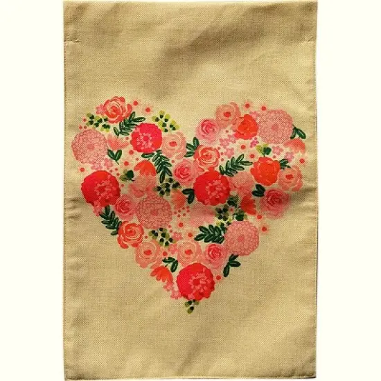 Briarwood Lane Floral Heart Valentine's Day Burlap Garden Flag 18" x 12.5" image {4}