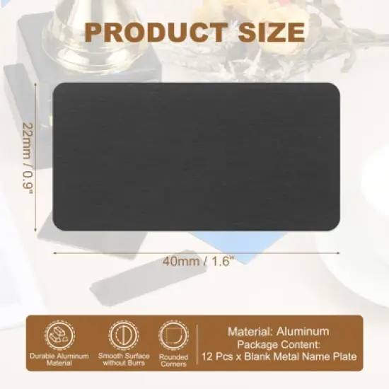 Unique Bargains Anodized Aluminium DIY Engraved Blank Nameplate Office Signages 12 Pcs image {1}