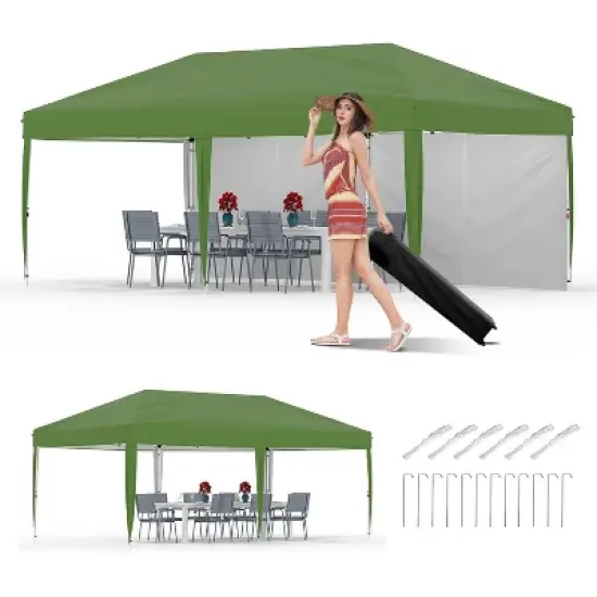 GustoWave 10 X 20 Ft Pop-Up Canopy with 2 Removable Sidewalls for Camping image {7}
