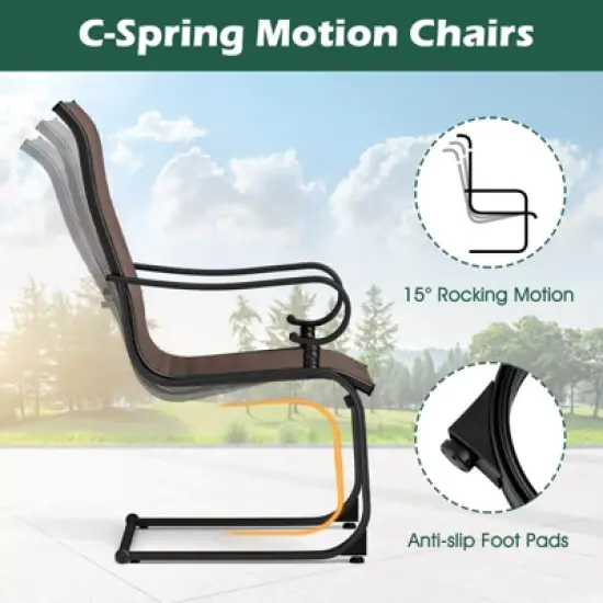 Costway Set of 2 Patio Chairs C-Spring Motion Chairs with Quick-drying & Breathable Fabric image {4}