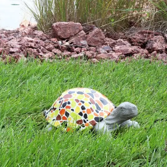 Sunnydaze 10.5" Mildred the Magnanimous Mosaic Polystone Turtle Statue with Hand-Painted Shell image {4}