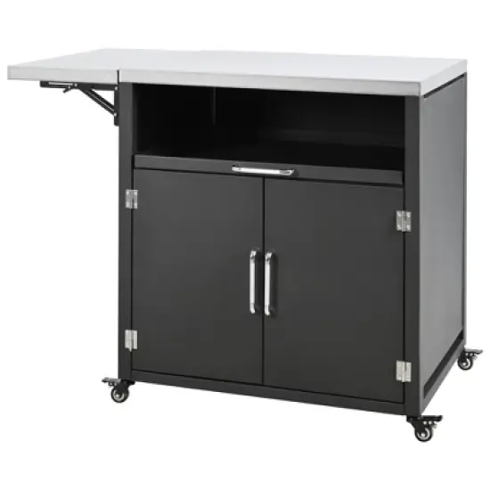 Whisen Versatile Outdoor Cabinet with Folding & Expandable Work Surfaces - Black image {4}