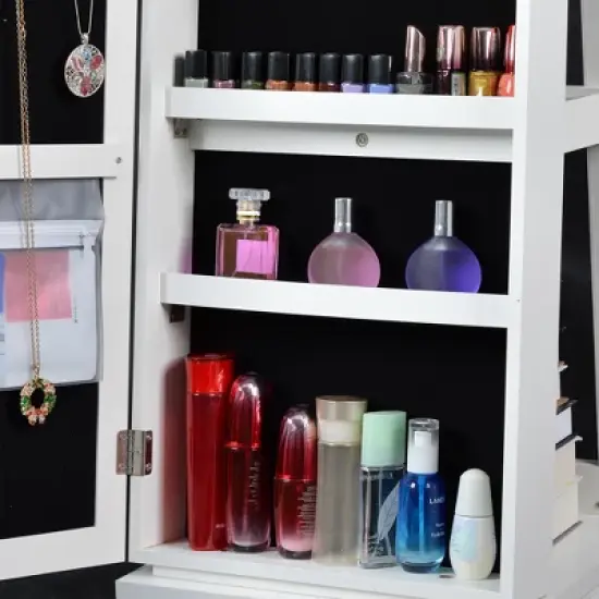 Gulches Full Length Mirror 360&deg; Swivel Jewelry Cabinet - Stylish and Functional Storage Solution for Jewelry and Accessories image {12}