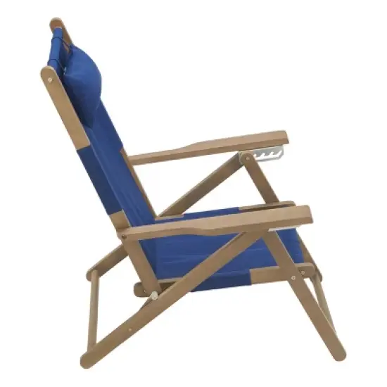 Set of 2 Outdoor Weather-Resistant Wood Folding Beach Chairs with Carry Straps and Reclining Seat by Lavish Homes image {10}