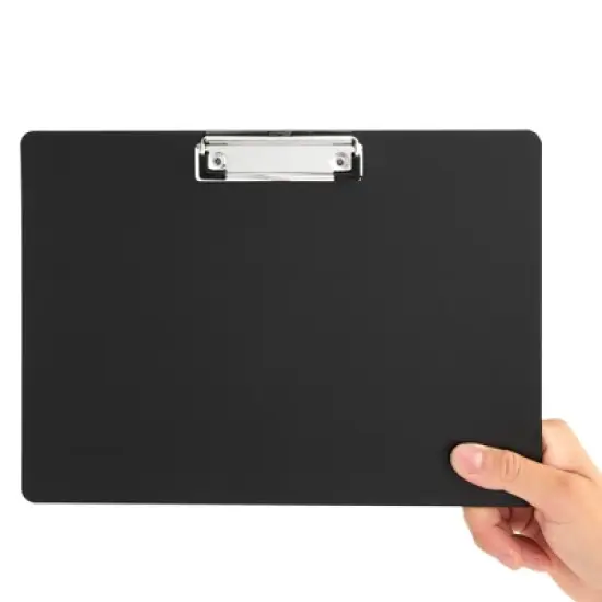 Juvale 4 Pack Black Plastic Clipboards with Low Profile Clip, 12.4 x 8.9 Horizontal Lap Clip Boards with Landscape Layout image {5}