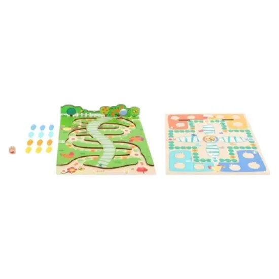 Small Foot Wooden Toys 2 in 1 Ludo and Snakes and Ladders Game Caterpillars image {2}