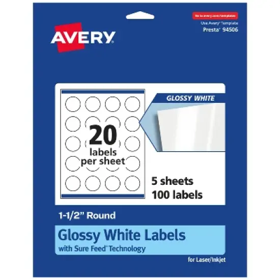 Avery Round Labels with Sure Feed, 1.5" Diameter image {6}