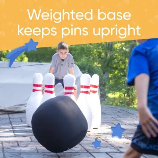 HearthSong Giant Indoor/Outdoor Inflatable Bowling Game for Kids' with Six 29"H Pins and 20" diam. Ball image {5}