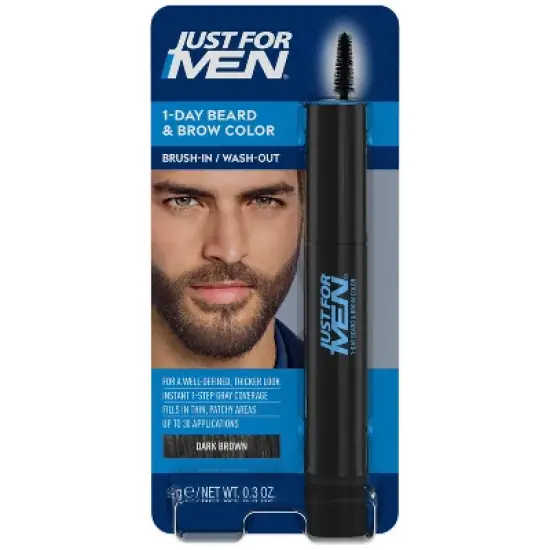 Just For Men 1-Day Temporary Beard & Brow Color, Up to 30 Applications - 0.3 fl oz image {8}